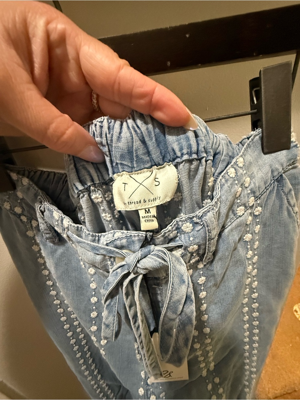 Light Blue Embroidered Chambray Jeans